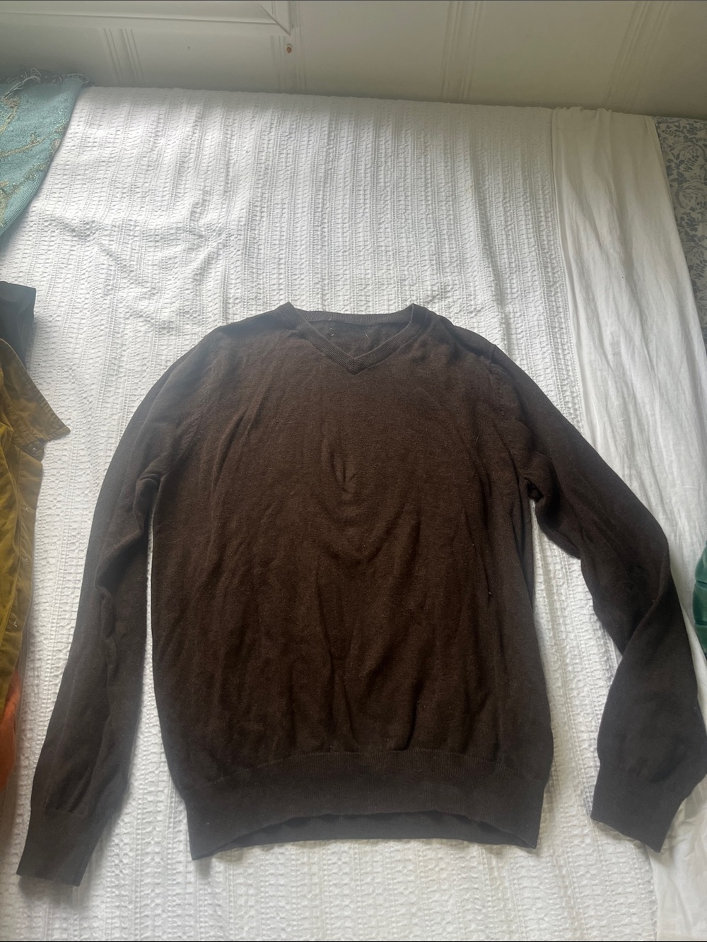 Men's V-Neck Brown Knit Sweater